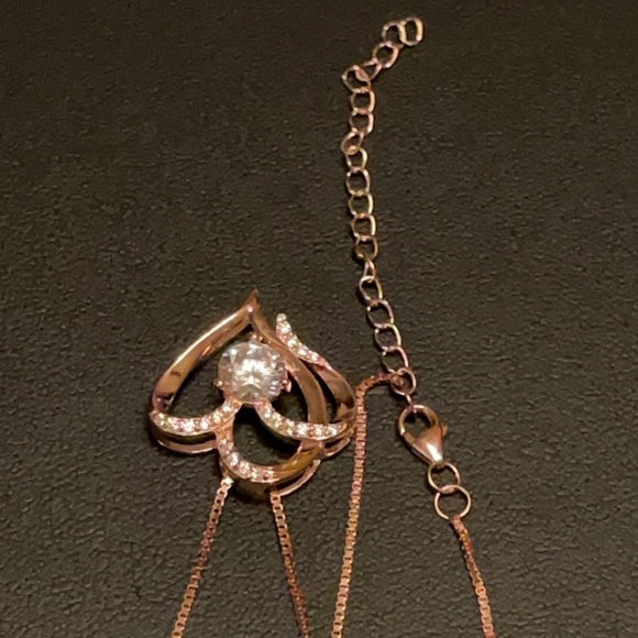 14K Rose Gold Plated Sterling Zirconia Heart Necklace NWOT 😍 PERFECT GIFT - Picture 15 of 16